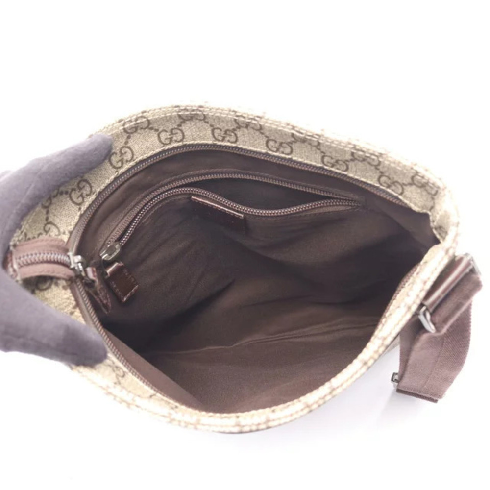 Gucci Leather Canvas Shoulder Beige Supreme Bag Brown GG Tan Brown - Picture 3 of 8